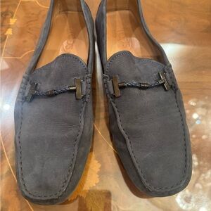 Tod's Dark Gray Suede Loafers slip on driver’s shoes Sz 9.5